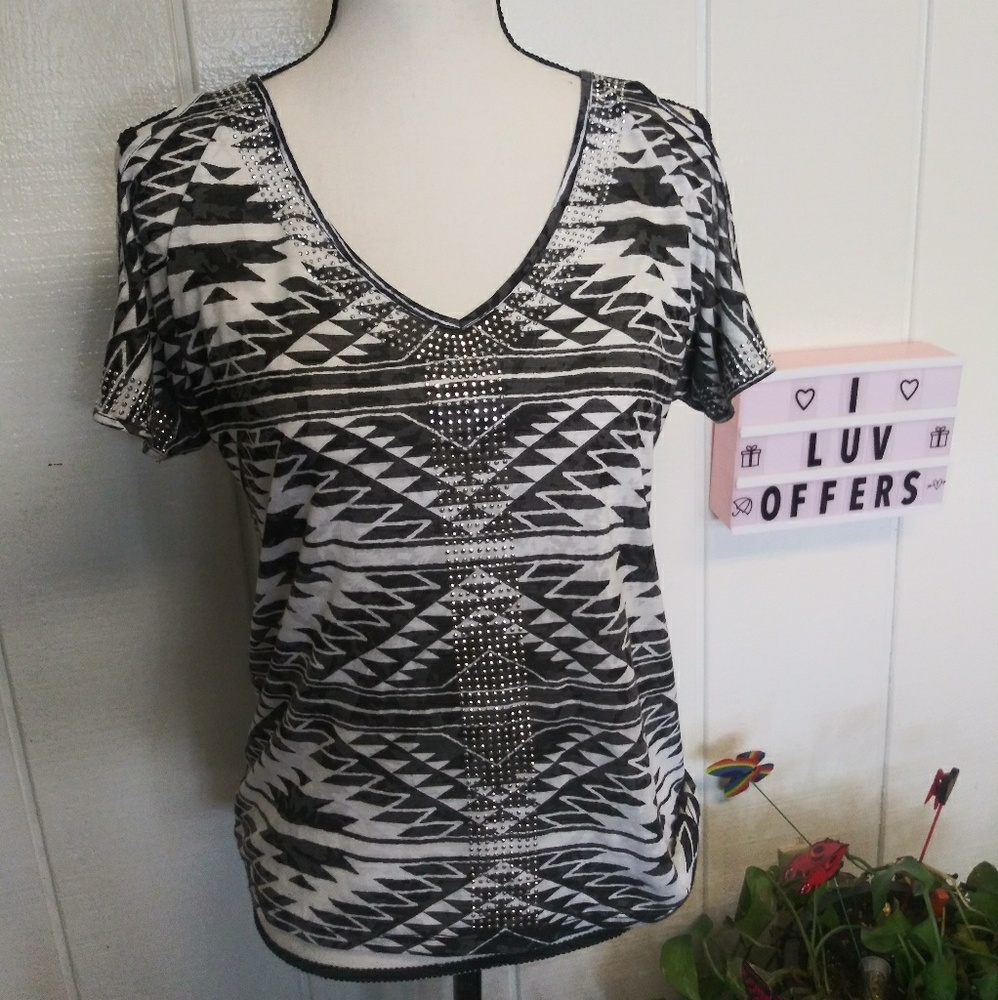 Studded Aztec Print Top by INC